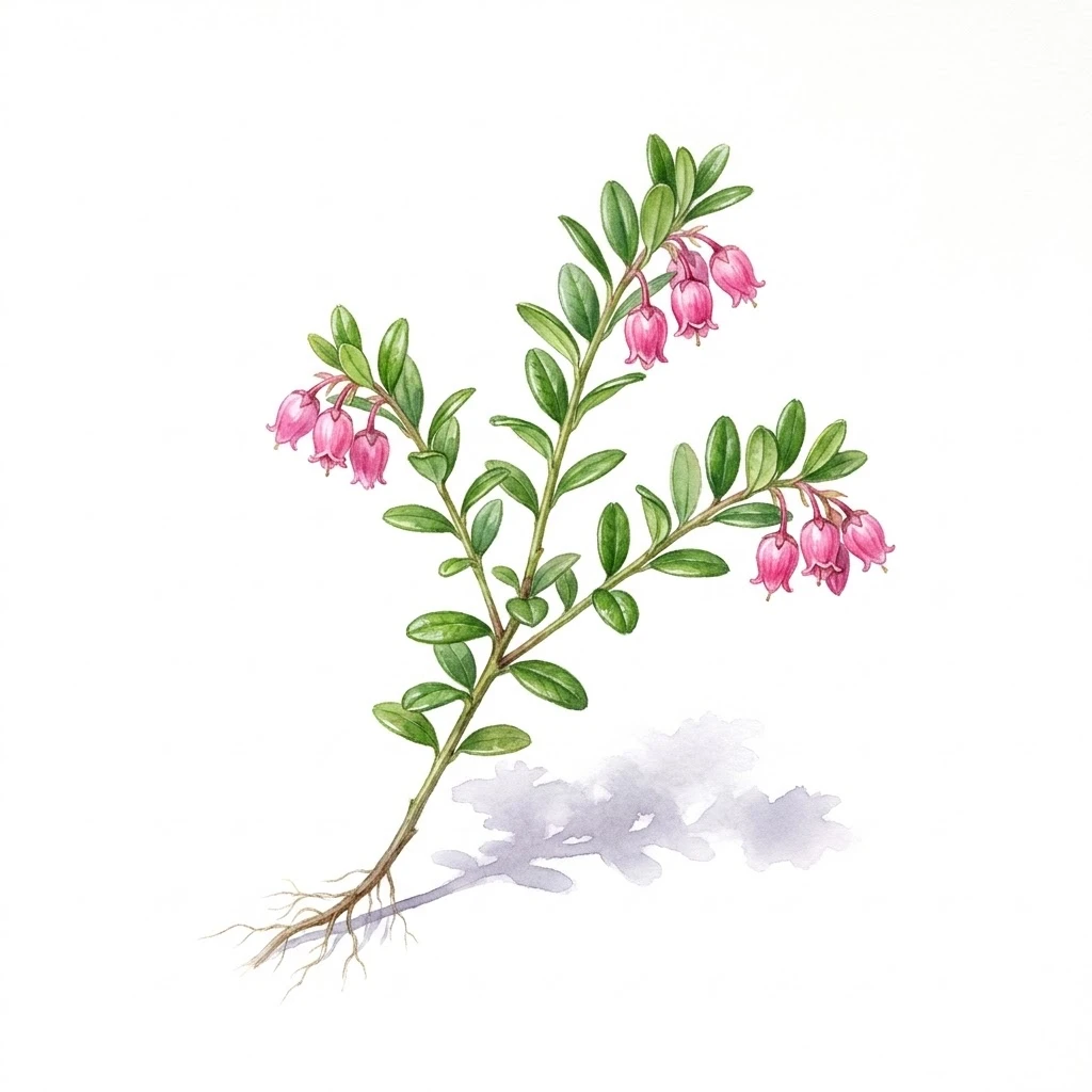 Aquarelle botanique Airelle Canneberge