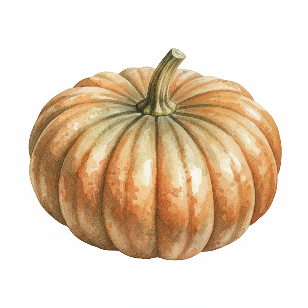 Aquarelle botanique Assortiment de Courges Gourmandes