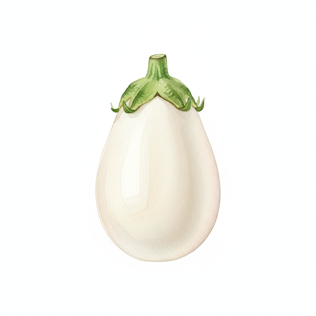 Aquarelle botanique Aubergine Blanche Dourga