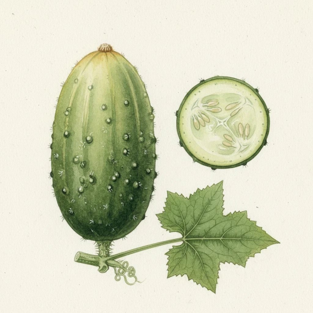 Aquarelle botanique Concombre A Confire