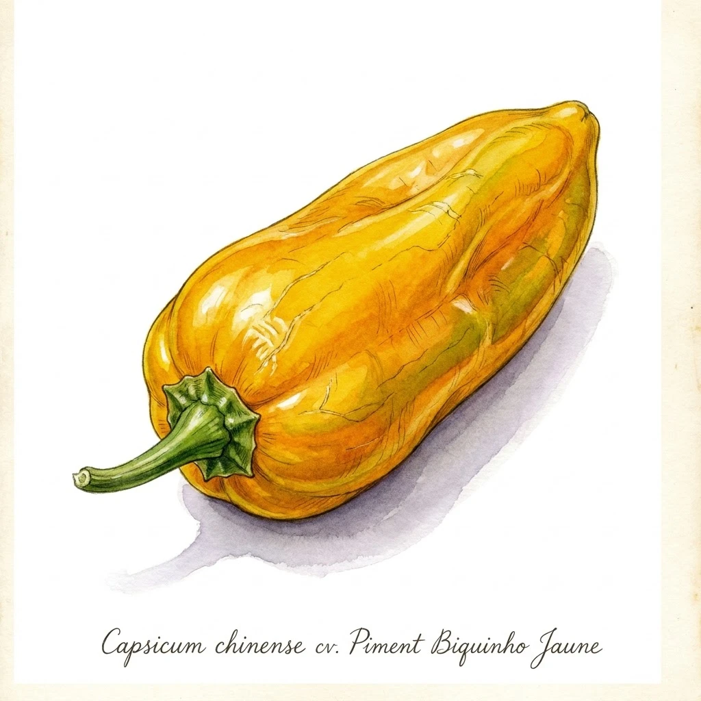 Aquarelle botanique Piment Biquinho Jaune
