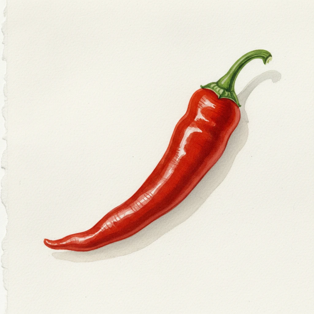 Aquarelle botanique Piment de Cayenne